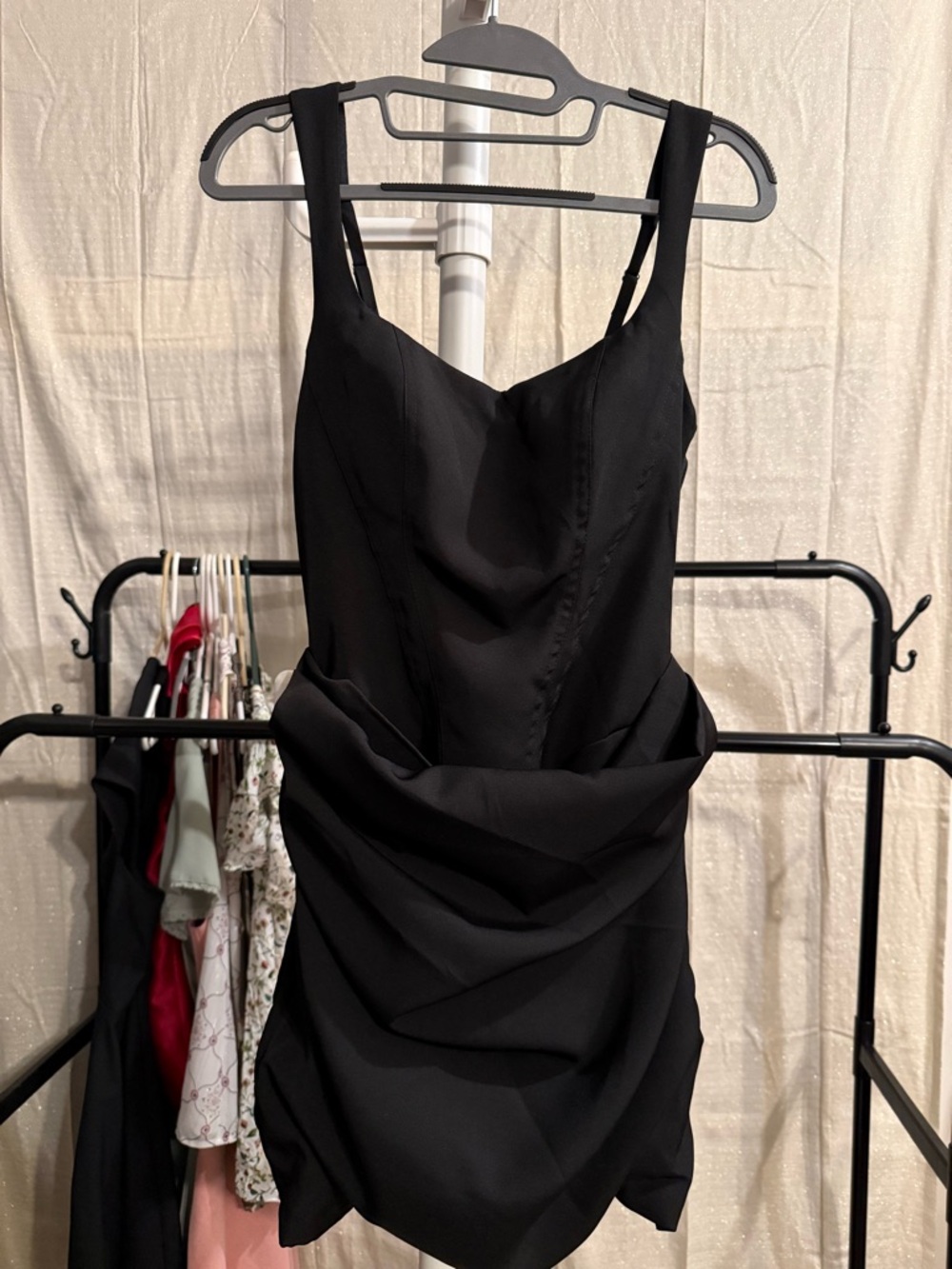 Classic Black Draped Cocktail Dress